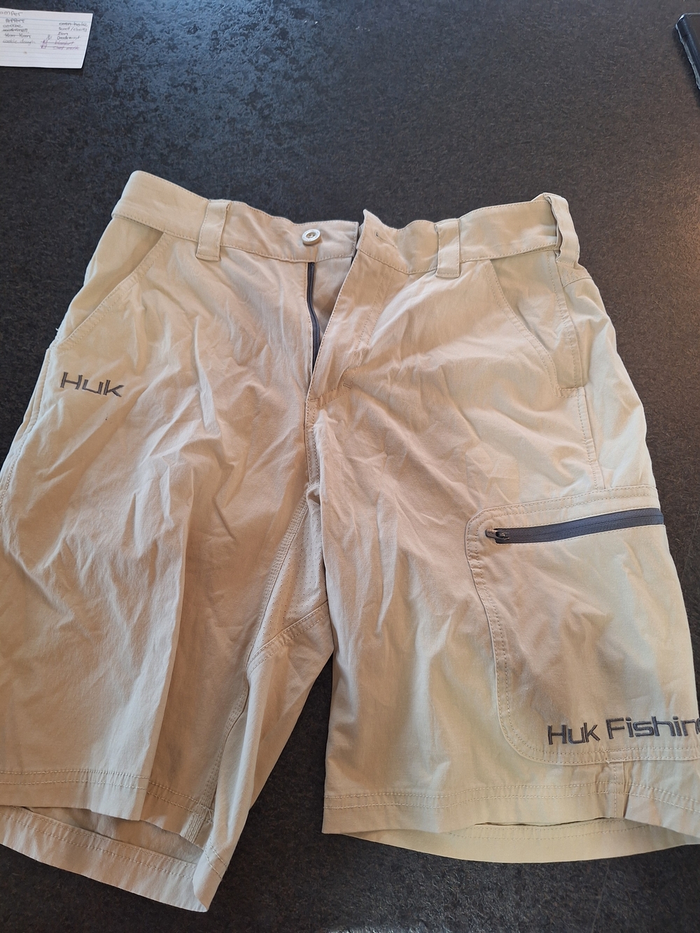 Huk Men's Tan Cargo Shorts with Zip Pocket